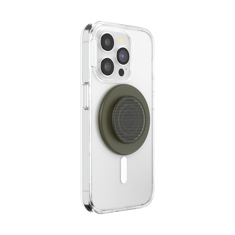 PopSockets Agarre para teléfono MagSafe con Soporte, Soporte magnético, Parte Superior Intercambiable, sujeción Segura para Fundas MagSafe de iPhone, Agarre para teléfono y Tableta, Fatiga estriada