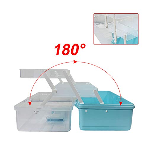 WEWLINE Art Storage Box Craft Organizer 3-Layers Sewing Box with Handle Craft Art Bin Portable for Home School Office Travel