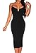Zkess Women's Sleeveless / Long Sleeve Plunging V Neck Cocktail Bodycon Dress (Large Size, Black)