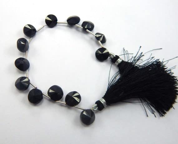Spinel noir facetté perles briolette 10 mm pierre naturelle LKBEADS fil perles rondes percées