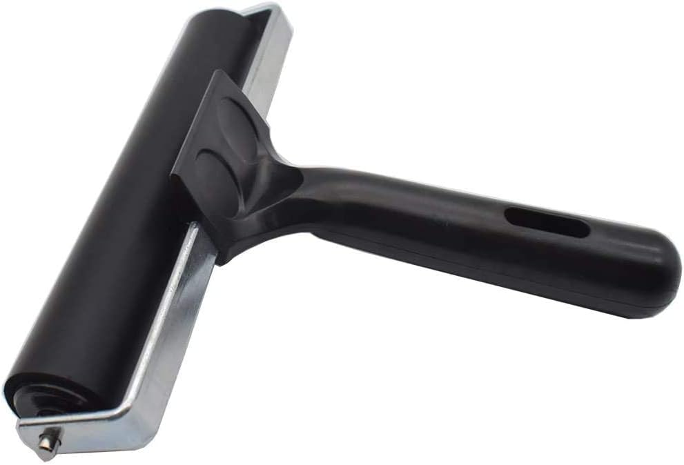 6 Inch Wide Rubber Roller, Rubber Brayer Roller for Printing, Print, Stamping and Ink Roller Tools Black Handle for Ink Paint Block Stamping, Printmaking Wallpaper Arts Crafts