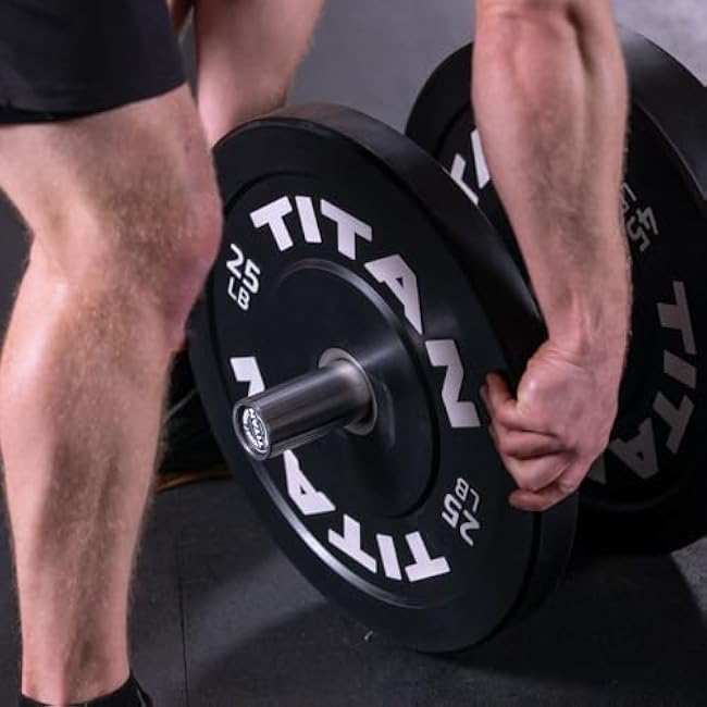 Titan Fitness 10 LB Pair Economy Series Black Olympic Bumper Plates, Durable Rubber Exterior with Steel Core, Weightlifting and Strength Training Weight Plate