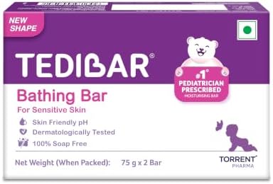 Tedibar Baby Bathing Bar | For Baby’s Sensitive Skin | Gentle Cleansing, Skin-friendly, pH 5.5, 75gm, Pack of 2