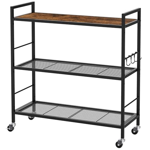 XIVIRACK 3-Tier Rolling Cart with Wood Top