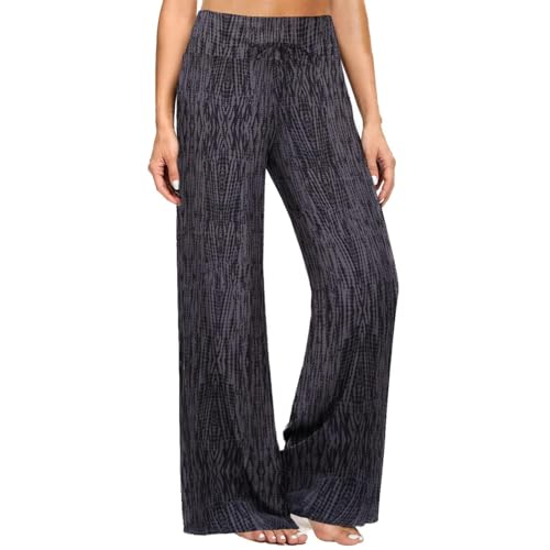 Image of ZOOSIXX Soft Black Pajama Pants for Women, Wide Leg Pants Woman Flowy Comfy Casual Lounge Yoga Capri Pants 22 inch / 30 inch