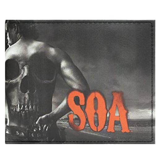 Redwood Original Sons of Anarchy Jax Teller Tatuaje de Calavera Billetera/Cartera Doble con Bolsillo para Monedas & Tarjetero, Negro