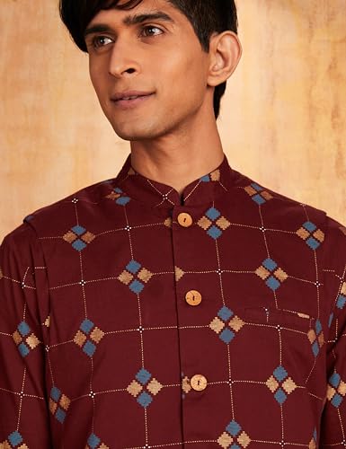 Image of Amazon Brand - Symbol mens Cotton Nehru Jacket Kurta Pant Set (3pcs)