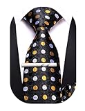 Barry.Wang Black and White Boys Tie School Pre-Tied Kid Necktie Handkerchief Clip Set Uniforms Child Ties for 8-14 Years Wedding Striped