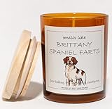 Brittany Spaniel Gifts & Decor, Dog Mom Gift for Women, Smells Like Brittany Spaniel Farts Candle - Lavender & Eucalyptus, Crafted by Natural Soy Wax & Natural Essential Oils