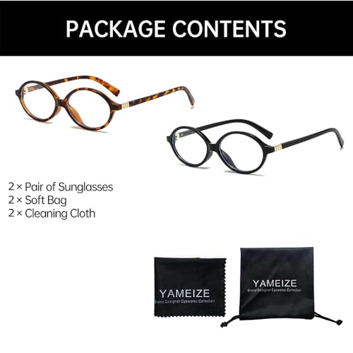 Image of YAMEIZE Small Oval Blue Light Blocking Glasses for Women Men Retro Clear Anti Blue Light Eyeglasses for Computer Gaming