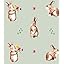 Rabbits and Flowers white / brown / gray green
