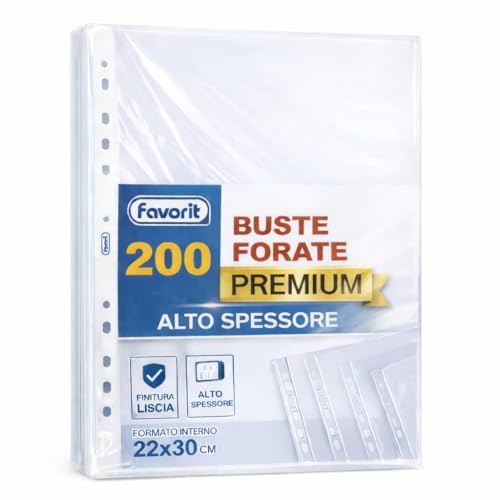 Favorit Buste Perforate Trasparenti, 22 x 30 cm, Adatte per