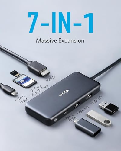 image for Anker USB C Hub (7-in-1), with 4K HDMI, 85W Power Delivery, USB-C and 