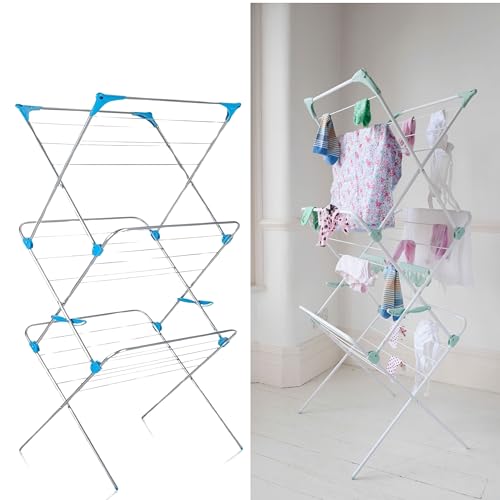 AAMEN 3-Tier Clothes Airer - Versatile Laundry Drying Rack with 15m Drying Area for Indoor and Outdoor Use - Multi-Coloured - Image 3