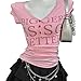 Coquette Cute Lace Trim Top Y2k Baby Tee Summer Short Sleeve V Neck Shirts 2000s Mcbling Vintage Fairy Grunge Top (Pink03,Small)
