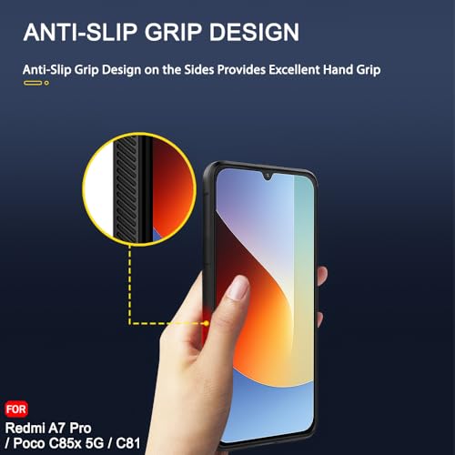 Image of TheGiftKart Liquid Silicon Back Cover Case for Mi Redmi A7 Pro /Poco C85x 5G / C81 | Shockproof Military Grade Protection | Micro-Fibre Cloth On Inner Side | Anti-Slip Grip Case Cover (TPU, Black)