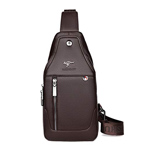 GKE Sacs Bandoulière Homme Sac Poitrine Bandoulière Homme en Cuir PU Sacoche Porte Epaule pour Sports ou Loisir Sac a Dos Marron