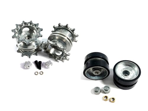 Mato Metal Sprockets Driving Wheels Idler Wheels with Bearings Rubber Tread for 1/16 2.4G American...