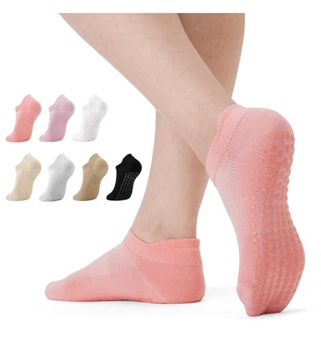 7 pairs Pilates Socks with Grips for Women Yoga Ankle Non Slip Barre Hospital Socks Gym Workout