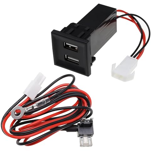 JOAASU Chargeur de Voiture 12V-24V Double Port USB, 2.1A Double USB Téléphone Chargeur Ports, avec Faisceau de câbles Piggy Back pour VW T5 2003-2009, pour...