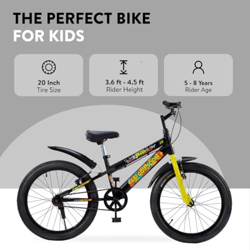 Image of CULTSPORT Cult Skater 20T Black Kids Cycle for 5-8 Years Unisex, Single Speed Cycle /Bicycle with Complete Accessories