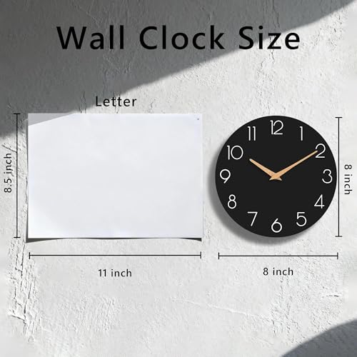 8-Inch Black Silent Wall Clock