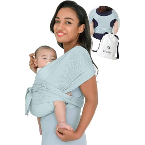 Konny Original Baby Carrier AirMesh for Cozy Luxury Baby Carrier Wrap, Easy to Wear Baby Wrap Carrier, Perfect Essentials Cloths for Newborn Babies up to 44 lbs, (Mint, XL) Cover