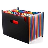 24 Pockets High Capacity Multicolour Accordian File Organizer Portable Stand Expandable Business Accordian Folders Plastic A4 Letter Size Expanding File Folder