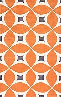 Image of Embossed Carved Handmade Export Quality Tuffted Pure Woollen Thick Geometrical with 1.5 inch inch Thickness 4 x 6 feet (120X180 cm) Multi Rust DR