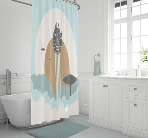Image of Jay Franco Star Wars Shower Curtain - Licensed Bathroom Decor for Kids or Teens with Millennium Falcon - 70 x 72 Inch Washable Fabric Curtain