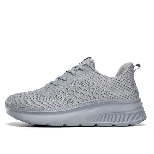 Image of KEEZMZ Mens Walking Shoes Lightweight Breathable Tennis Running Shoes Mesh Non-Slip Casual Comfortable Fashion Sneakers Work Gym Workout Athletic Sport Trainers Grey, 9.5
