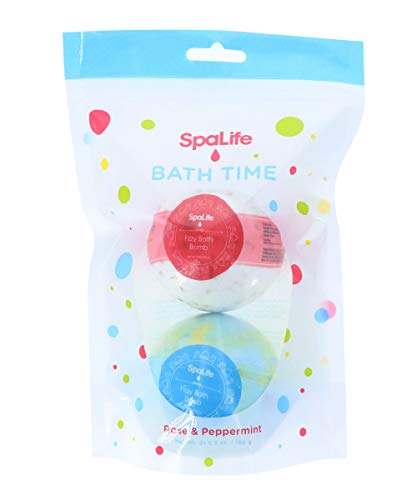 SpaLife Bath Time Bath Bomb 2 Pack (Rose & Peppermint)