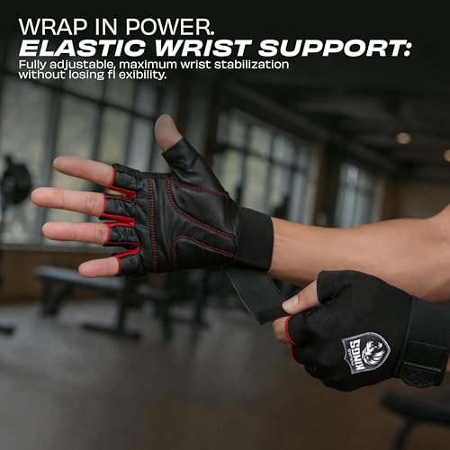 Image of Nivia X Punjab Kings Scorpion Gym Gloves - Leather Palm Grip, Wrist Support Strap, Padded Protection for Weight Training & Workouts, Large