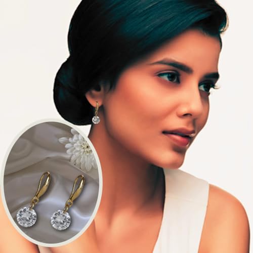 Image of Nilu's Collection Enchanting Light Weight Cubic Zircon Crystal Drop Earrings for Women and Girls, for Daily Use, Office Use