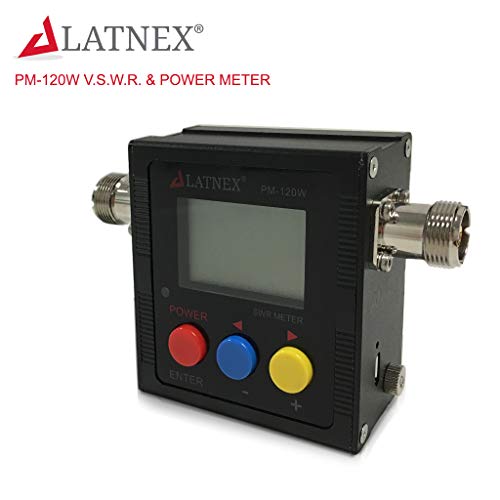 Image of LATNEX PM-120W Digital SWR Power Meter and Frequency Counter, 125-525Mhz | VSWR Reader for HAM Radio, Up to 120W, SO239 Connectors