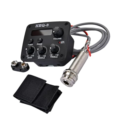 Toddmomy 3 Acoustic Guitar Preamp with Band Eq Equalizer LCD Tuner Piezo Pickup for Accurate Tuning Noisy Environments Essential Guitar Parts Accessories Black