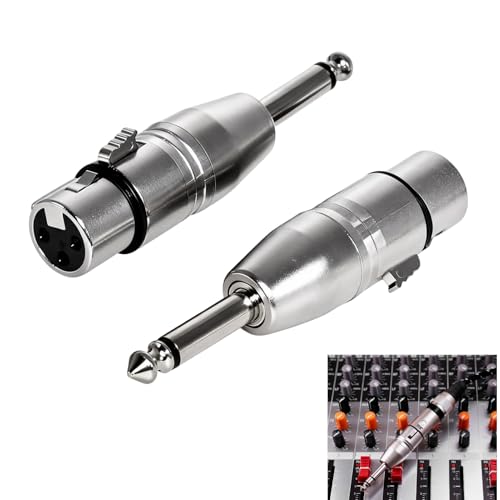 Xatgiouy 2 Stück XLR auf 6 35mm Adapter XLR Buchse auf Klinke Adapter Audio TRS Professioneller Stereo Klinken Stecker Ideal für Mikrofon Lautsprecher Mischpult Tonstudio und Musikinstrumente