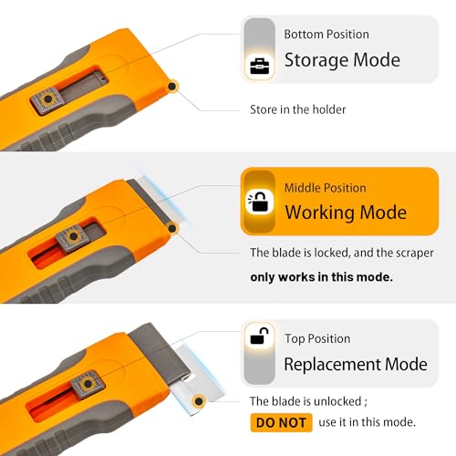 Razor Blade Scraper Tool with 15pcs Extra Blades, Cleaning Razor Scraper for Glass, Glass Top Stove Scraper for Oven Door, Cooktop Scraper, Glass Scraper Cleaning Paint from Glass - Image 5