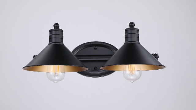 Image of 2 Light Bathroom Vanity Light Over Mirror - Black and Gold Farmhouse Wall Light for Bathroom Vanity Powder Room, Rustic Gooseneck Barn Style 2 Bulb Wall Sconce Over Kitchen Sink
