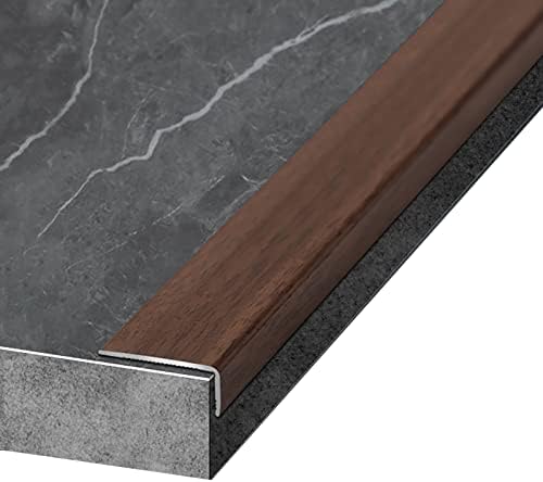 Wood Effect Aluminum Stair Nosing Edge Trim - 2 Pack Stair Nose Protector for Indoor & Outdoor Steps - Durable Tread for Laminate & Tile Flooring - Stylish Edge Guard