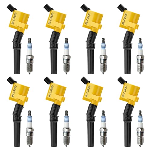 DG508 Ignition Coil Pack & Iridium Spark Plug SP479 Set Compatible with Ford 4.6L/5.4L V8 Engines Fits F-150 F-250 F-350 Expedition Crown Victoria Mustang Lincoln High Performance Upgrade