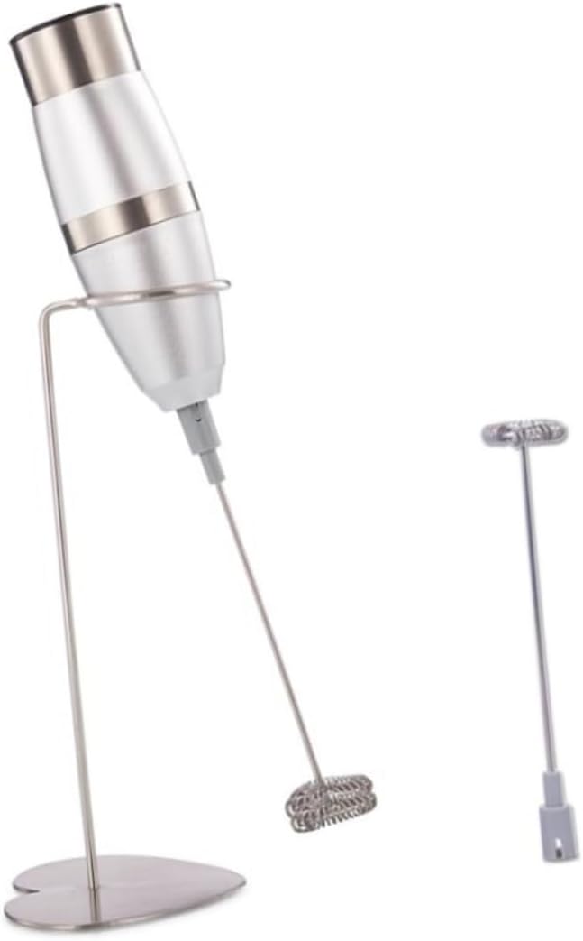 1set Electric Milk Frother Stainless Steel Handheld Mixer with Rack for Coffee and Latte Low Noise Easy to Clean for Home Cafe Use