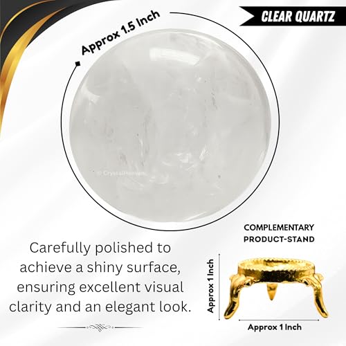 Image of Certified Clear Quartz Crystal Ball for Meditation | Premium Crystal Vastu Items for Home and Feng Shui Items for Good Luck - Pooja Supplies and Spiritual Practices (1.5 inch Inch)
