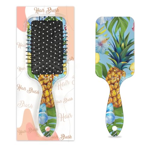 Cepillo para desenredar el cabello para mujeres y hombres, cepillo flexible de cerdas suaves (flores, piña, hojas de palma)