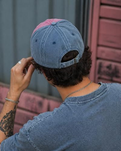 Image of Premium Vintage Denim Baseball Cap for Men & Women | Retro Chicago Bull Skull Design | Washed Distressed Streetwear Hat
