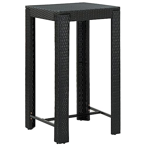 'vidaXL Black Garden Bar Table - Modern Design Poly Rattan Table - Durable Construction, Suitable for Indoor and Outdoor Use - Square Table