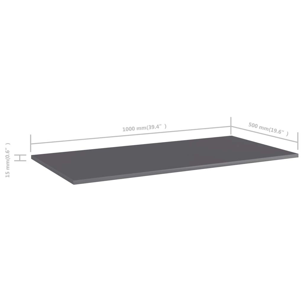 Bücherregal-Bretter 4 Stk Hochglanz-Grau Holzwerkstoff 100x50x1,5 cm Regalboden für Regalsystem Wand, Stand, Schrank, Raumteiler zur flexiblen Aufbewahrung und Ordnung im Wohnzimmer Büro