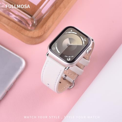 Image of Fullmosa Compatible Apple Watch Band 49 /46 /45 /44 /42 /41 /40Premium Genuine Leather Replacement Strap, Compatible with Apple Watch Series Ultra3 /2 /1 SE3 /2 /1 11 /10 /9 /8 /7 /6 /5 /4 for Men and Women