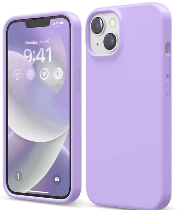 Image of Premium Liquid Silicone Case for iPhone 15 Plus - Slim Full Body Protective Back Cover with Soft Microfiber Lining, Anti-Slip Grip Scratch Resistant Phone Case (Lavender)