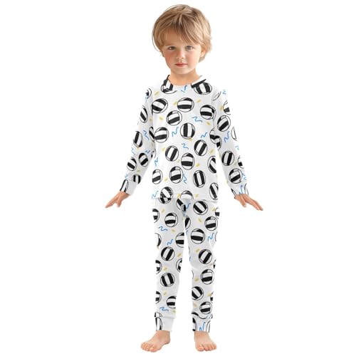Cartoon Pajamas Set Beach Volleyball Blue Lines Pattern Long Sleeve PJs Cotton Jammies Sleepwear Top and Pants3